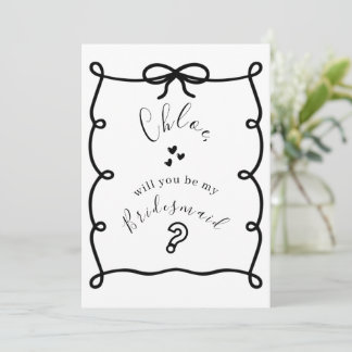 Cartão De Festividades Hand Drawn Bridesmaid Proposal Cards