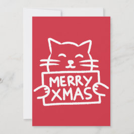 Cartão De Festividades Hand Drawn Cute Cat Merry Xmas