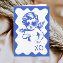 Hand Drawn Funny Romantic Cupid XO Valentines Day