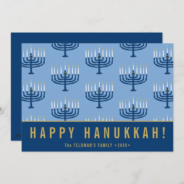 Cartão De Festividades Hand Drawn Hanukkah Candles Happy Hanukkah  (Frente/Verso)