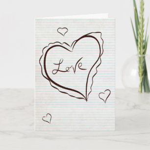 Cartão De Festividades Hand Drawn Heart Valentine's Day Card