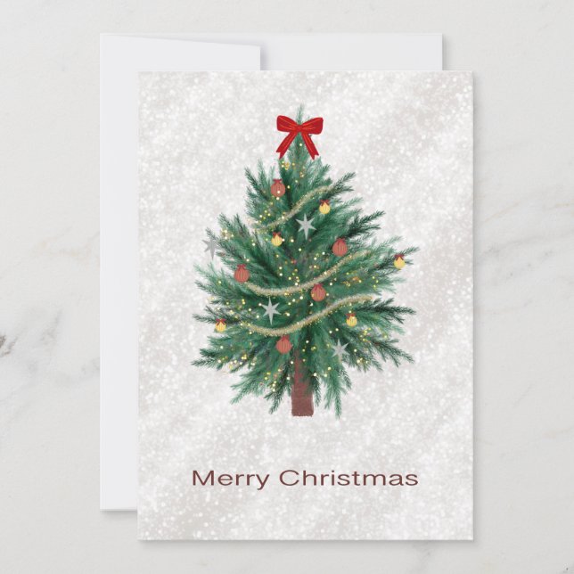 Cartão De Festividades Hand Drawn Holiday Tree Card (Frente)