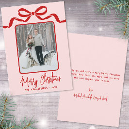 Cartão De Festividades Hand Drawn Pink Red Whimsical Christmas