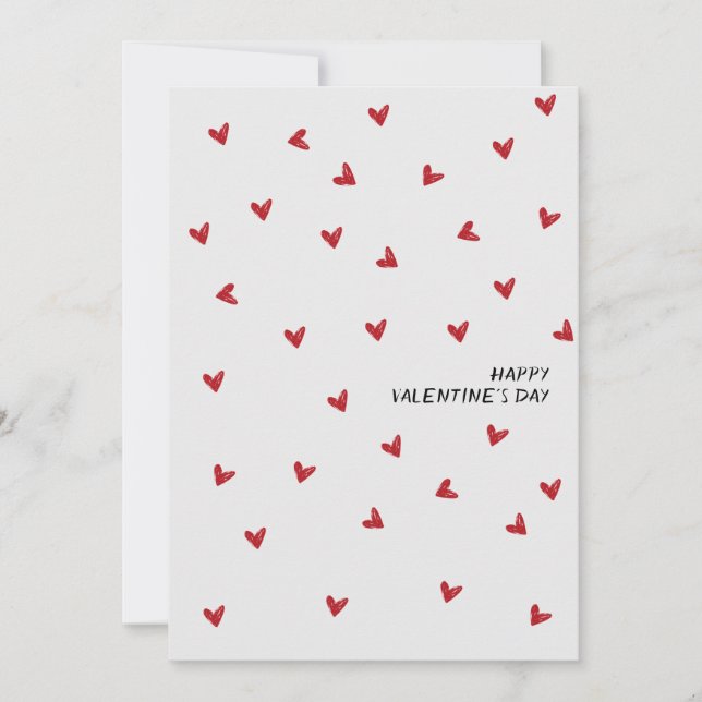 Cartão De Festividades Hand Drawn Tiny Hearts Happy Valentine's Day  (Frente)