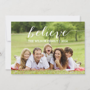 Cartão De Festividades Handwriting Believe Holiday Photo Card