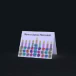 Cartão De Festividades Hannukah Flower Menorah Cards<br><div class="desc">Graphic illustration of a  Hannukah menorah with colorful flower design.  Send a message of joy at this holiday.</div>