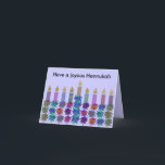 Cartão De Festividades Hannukah Flower Menorah Cards<br><div class="desc">Graphic illustration of a  Hannukah menorah with colorful flower design.  Send a message of joy at this holiday.</div>