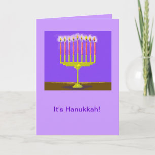Cartão De Festividades Hanukka Card with Very Bright Menorah