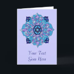 Cartão De Festividades Hanukkah<br><div class="desc">Blues de todos os tons, lilás e lavandas em forma de flor com uma estrela com seis lados no centro é uma forma excelente de celebrar Chanucá e expressar sua individualidade ao mesmo tempo.</div>