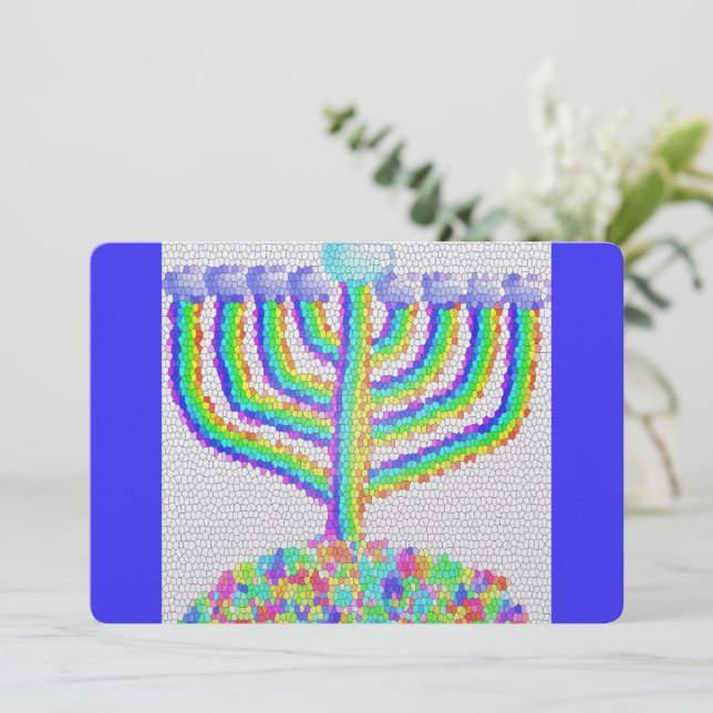 Cartão De Festividades Hanukkah arco-íris (Em pé/Frente)