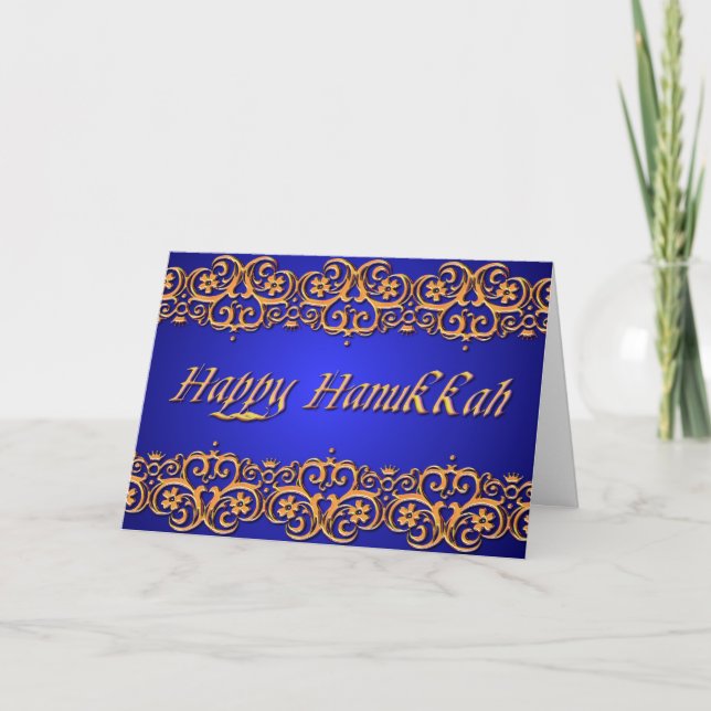 Cartão De Festividades Hanukkah Baroque Ornamental Holiday Greetings (Frente)