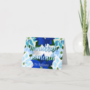 Cartão De Festividades Hanukkah Blue Poinsettias
