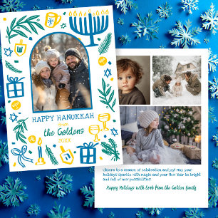 Cartão De Festividades Hanukkah Caprichoso Arco Personalizado Fofo 4 FOTO