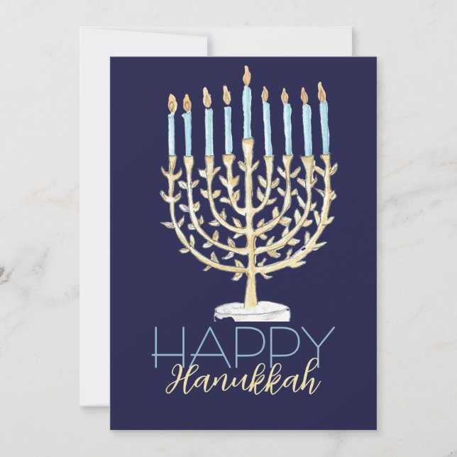 Cartão De Festividades Hanukkah Card Blue (Frente)