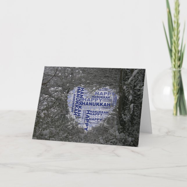 Cartão De Festividades Hanukkah Card Blue Heart Black White Snow (Frente)