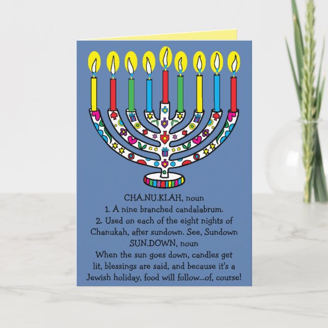 Cartão De Festividades Hanukkah Chanukiah Funny Menorah (Frente)