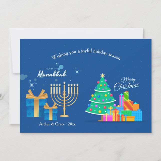 Cartão De Festividades Hanukkah Christmas Wishes Holiday Card (Frente)