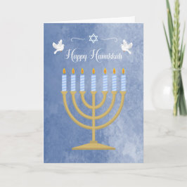 Cartão De Festividades Hanukkah com Menorah e pombos brancos