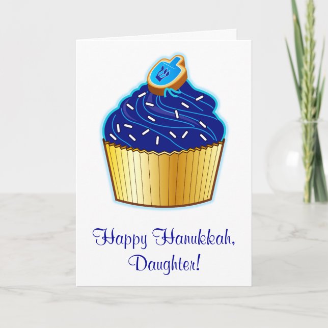 Cartão De Festividades Hanukkah Daughter: Cupcake and Dreidel Cookie (Frente)