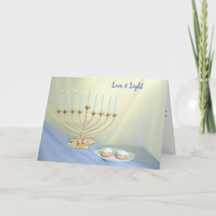 Cartão De Festividades Hanukkah Dreidel Coins Doughnut Dourado Menorah