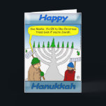 Cartão De Festividades Hanukkah e Natal<br><div class="desc">Este desenho animado diverte-se durante o feriado. É bom gostar de árvores de Natal se você é judeu. Chanucá Bushes também são excelentes! Feliz Férias!</div>