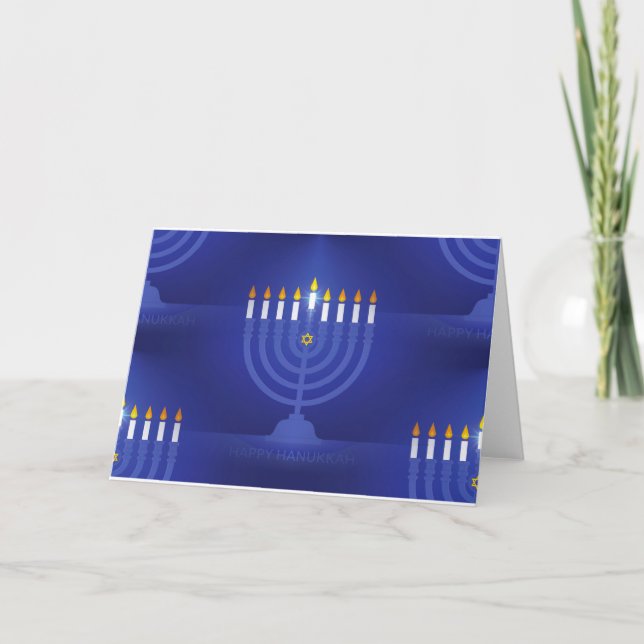 Cartão De Festividades hanukkah feliz azul (Frente)