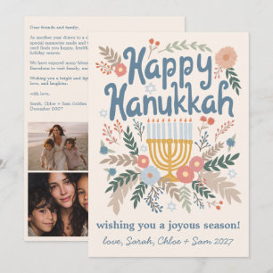 Cartão De Festividades Hanukkah FLorals Art PERSONALIZADO em mão 4 FOTO