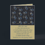 Cartão De Festividades Hanukkah Funny Dreidel Gold and Blue<br><div class="desc">Humorous "Dreidel" Hanukkah/Chanukah, greeting card. Enjoy another funny "Define This" greeting card. This fun "Dreidel" holiday card is just right for all of your friends and family this year. As always, design elements can be edited: moved, resized, rotated, etc. Background colors can be changed out. Personalize by deleting text and...</div>