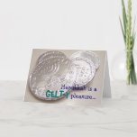 Cartão De Festividades Hanukkah Gelty Pleasure Card<br><div class="desc">Chanukah,  Hanukkah,  Hanukah card reads: Hanukkah is a Gelt-y Pleasure. Customize and personalize.</div>