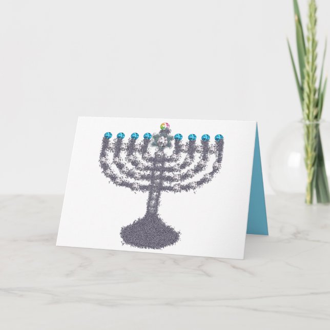 Cartão De Festividades Hanukkah glam menorah hanukkiah (Frente)