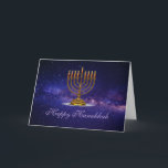 Cartão De Festividades Hanukkah Greeting card com linda Menorah<br><div class="desc">Chanucá - Cartão de saudação com a linda menorah com velas brilhantes.</div>