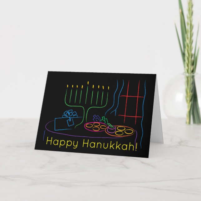 Cartão De Festividades Hanukkah Greeting Card Personalize with envelope (Frente)