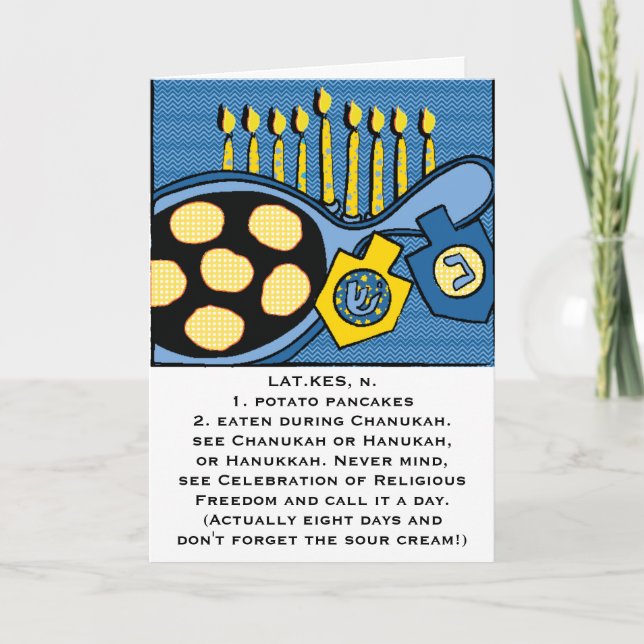Cartão De Festividades Hanukkah Greeting Card "Potato Pancakes" (Frente)