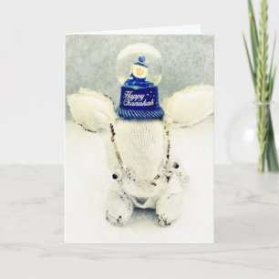 Cartão De Festividades Hanukkah Greeting Card - Rabbit and Snow Globe