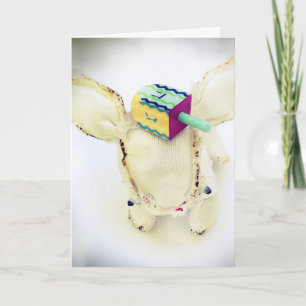 Cartão De Festividades Hanukkah Greeting Card with Aldo and a dreidel