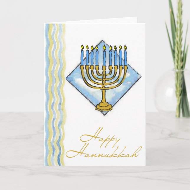 Cartão De Festividades Hanukkah Greeting Card with Minorah (Frente)
