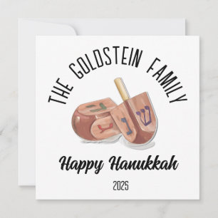 Cartão De Festividades Hanukkah Judaico Chanuka Nome da Família Personali