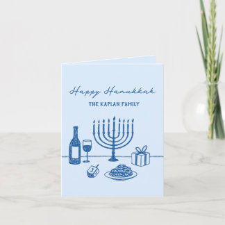 Cartão De Festividades Hanukkah Judaico Desenhado à Mão Caprichoso Person