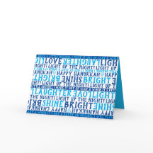 HANUKKAH Love Light Laughter Typography Blue