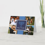 Cartão De Festividades Hanukkah Menorah Banner Card<br><div class="desc">Hanukkah Menorah Banner Card. A rich blue banner with a Hanukkah menorah center adds style to your holiday greeting card. Just select four personal photos to spread holiday cheer and well wishes to everyone on your list.</div>