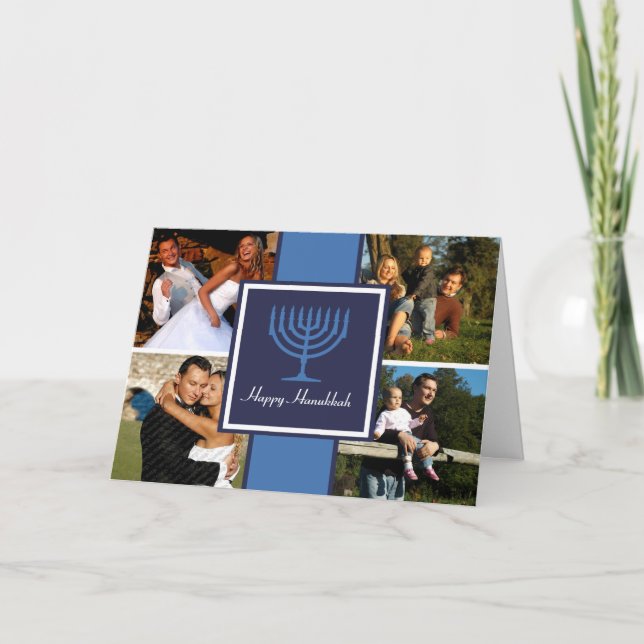 Cartão De Festividades Hanukkah Menorah Banner Card (Frente)