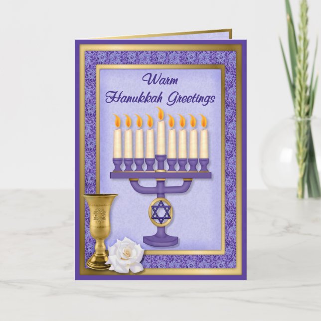 Cartão De Festividades Hanukkah Menorah Benessings (Frente)