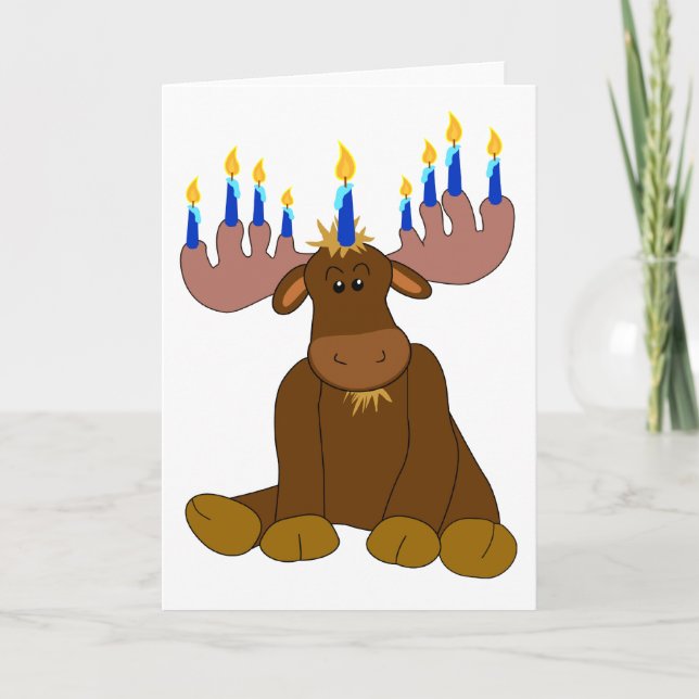 Cartão De Festividades Hanukkah Menorah Moose Card (Frente)