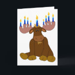 Cartão De Festividades Hanukkah Menorah Moose Card<br><div class="desc">Personalize este cartão com a sua própria saudação no cobrir e no dentro.</div>