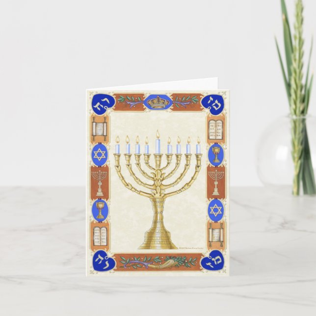 Cartão De Festividades Hanukkah Menorah Notecard (Frente)