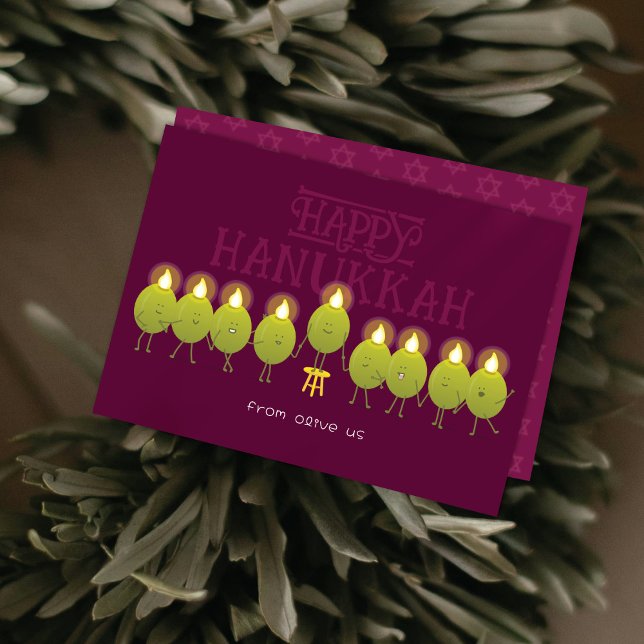 Cartão De Festividades Hanukkah Menorah Olives | Grupo de Vinhos (Criador carregado)