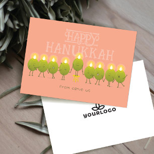 Cartão De Festividades Hanukkah Menorah Olives Logotipo da empresa de p
