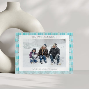 Cartão De Festividades Hanukkah Menorah Simples em Foto Personalizada Azu