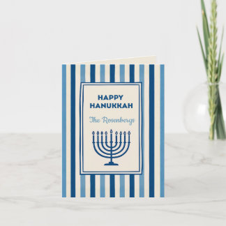 Cartão De Festividades Hanukkah Menorah Stripes Trendy Custom 