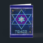 Cartão De Festividades Hanukkah Peace Art<br><div class="desc">Dove of Peace dentro star e a palavra "Paz" são um presente adorável e um desejo para o ano que vem. A azul,  verde,  roxo.</div>